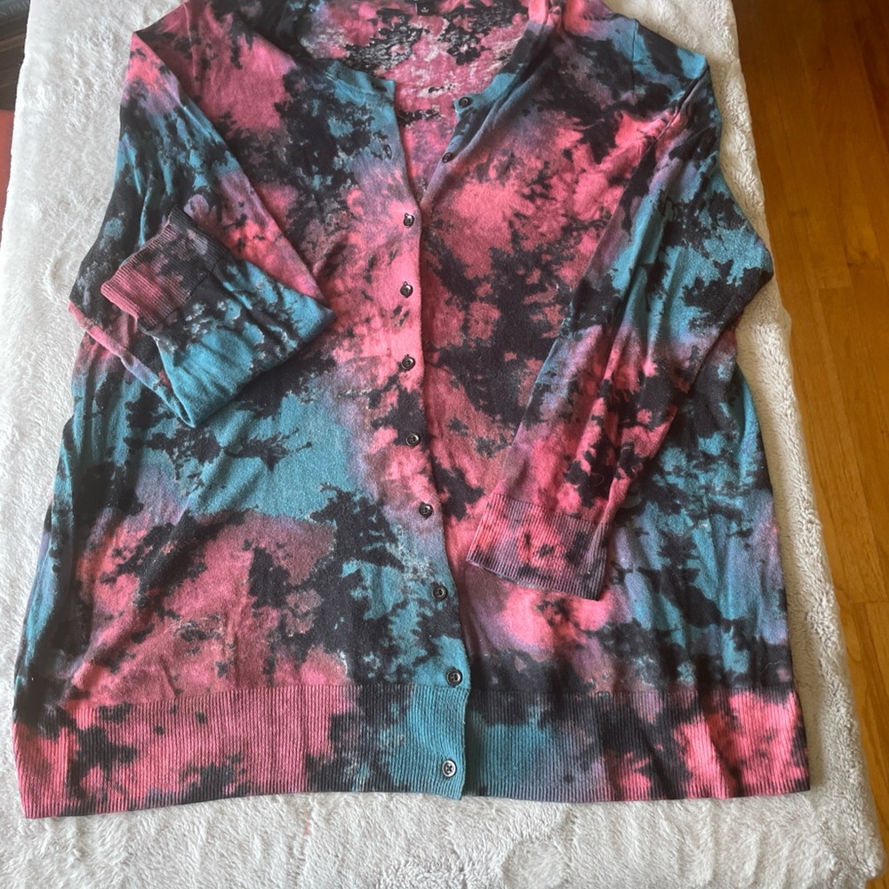 Torrid Pink and Blue Tie-Dye Cardigan